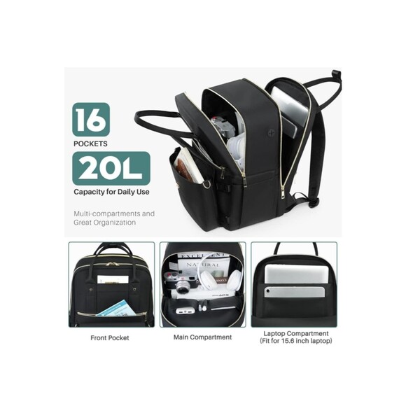 Rinlist Large Backpack for Men Women, Travel Backpack Flight-approved Black - Picture 2 of 10